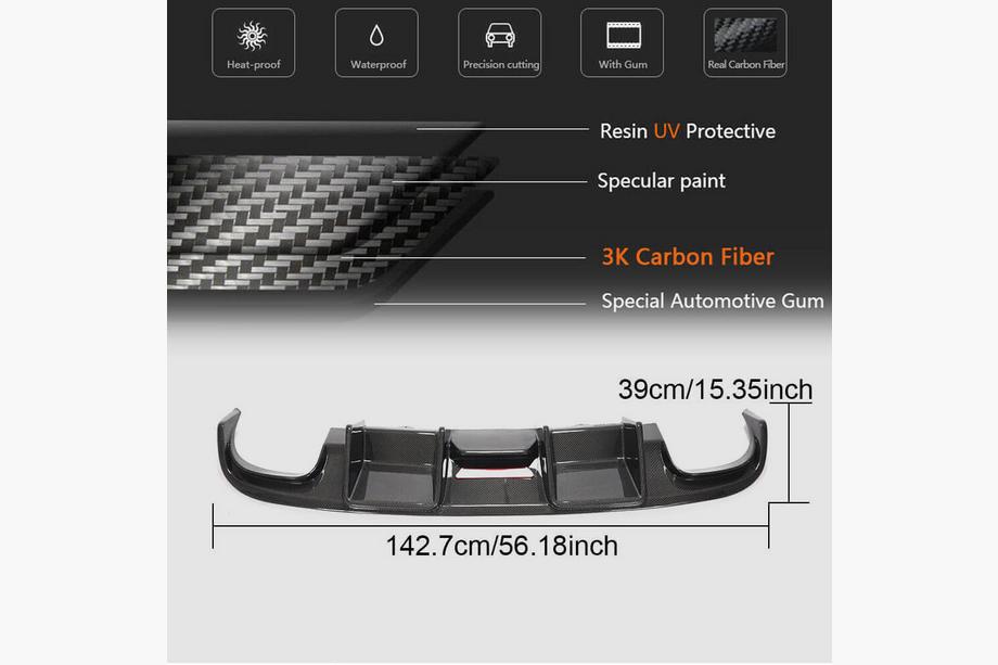 Audi A4 B8 2007-2015 Difuzor Bara Spate V2 (pentru S4 2009-2012, Carbon) Foto 8