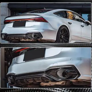 Difuzor bara spate cu tipsuri evacuare (pentru S-Line 2018-2022, Carbon Uscat) Audi A7 2018- foto 4