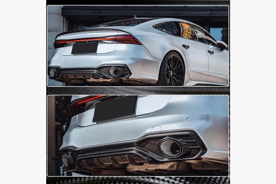Audi A7 2018- Difuzor bara spate cu tipsuri evacuare (pentru S-Line 2018-2022, Carbon Uscat) Foto 4