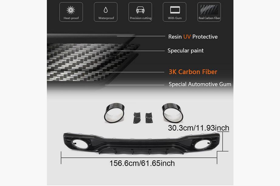 Audi A7 2018- Difuzor bara spate cu tipsuri evacuare (pentru S-Line 2018-2022, Carbon Uscat) Foto 6
