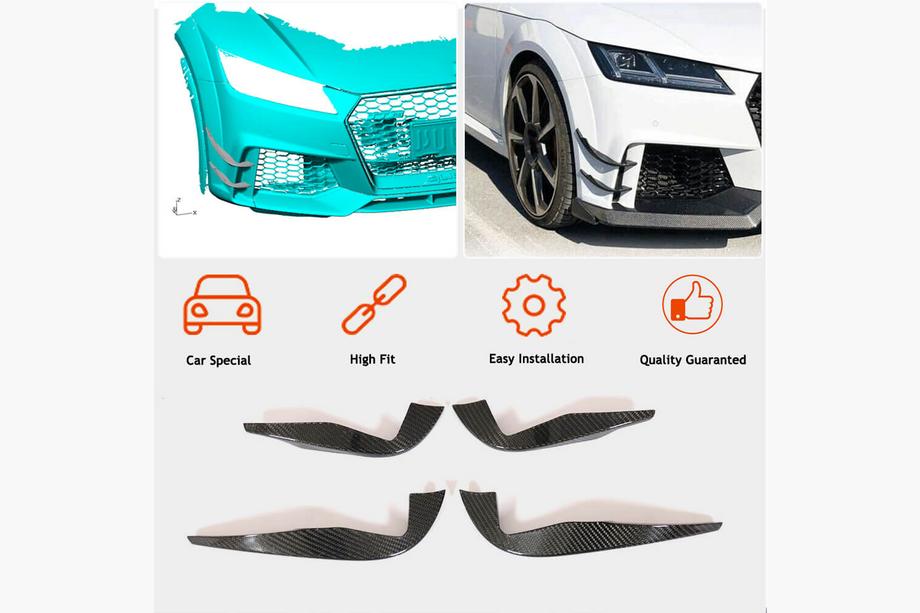 Audi TT 2014-2023 Accesorii laterale pentru bara fata (pentru RS, 2016-2019, Carbon) Foto 2
