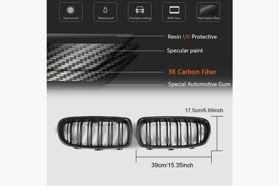 BMW 3 Series F30/F31 2012-2019 Grile M-Look V1 (Carbon) Foto 5