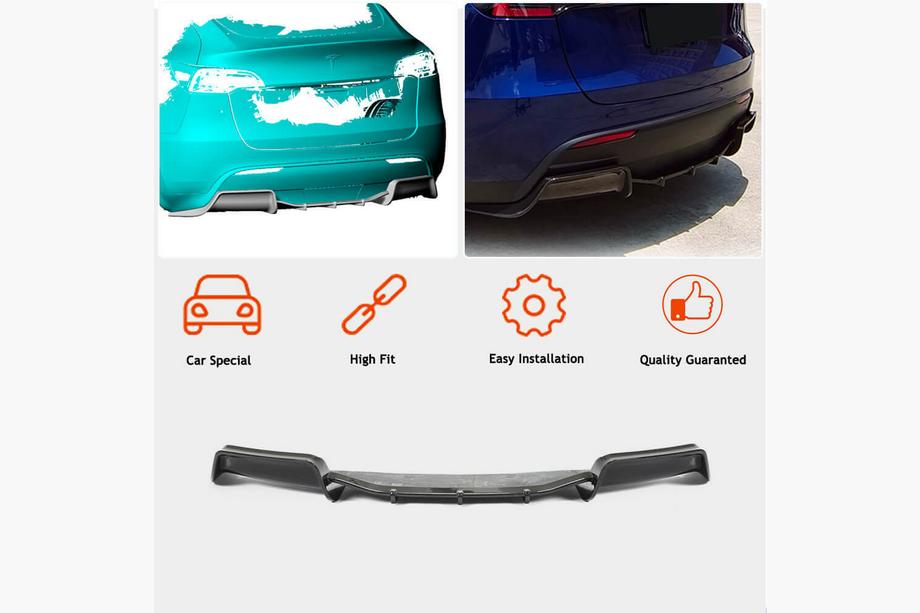 Tesla Model Y 2020- Difuzor spate V2 (2020-2025, Carbon) Foto 2