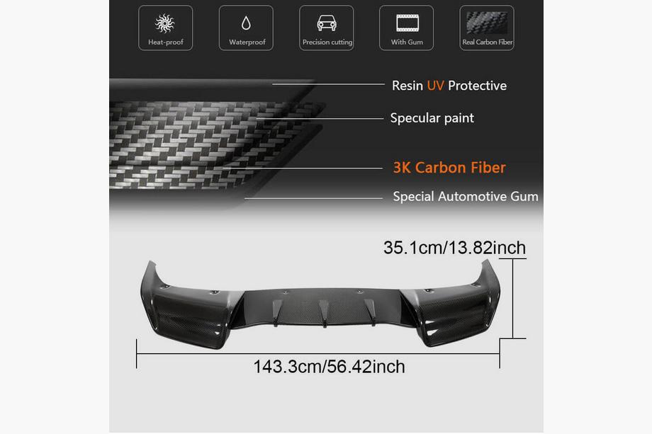 Tesla Model Y 2020- Difuzor spate V2 (2020-2025, Carbon) Foto 6