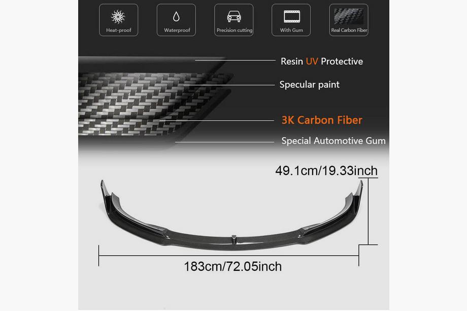 Tesla Model 3 2017- Lip bara fata Lip V1 (2017-2023, Carbon) Foto 5