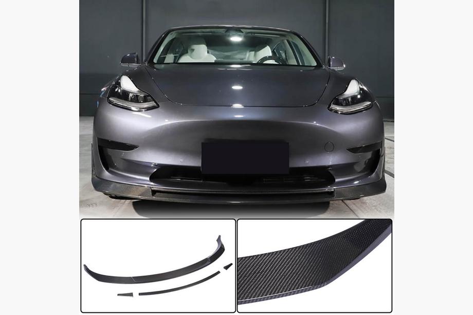 Tesla Model 3 2017- Prelungire Bara Fata Lip V2 (2017-2023, Carbon) Foto 1
