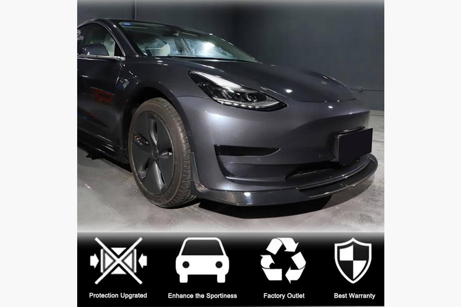 Tesla Model 3 2017- Prelungire Bara Fata Lip V2 (2017-2023, Carbon) Foto 3