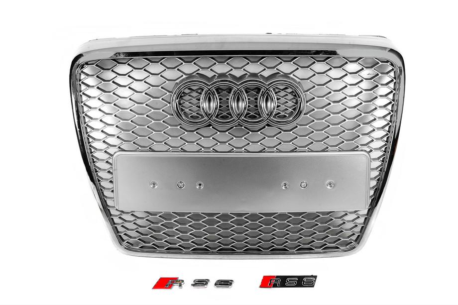 Audi A6 C6 2004-2011 Grila Fata RS-Style (Gri cu Crom) Image