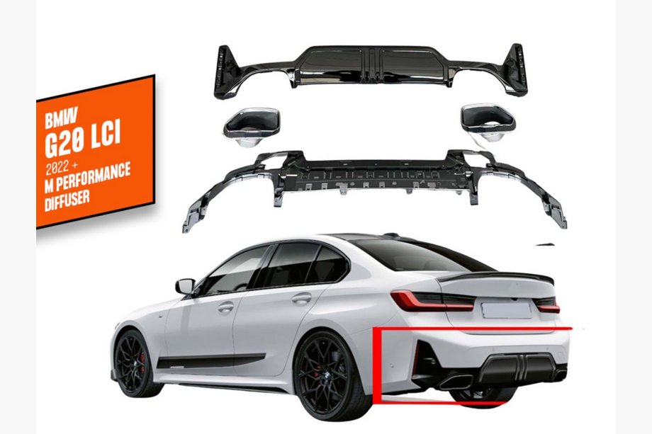 BMW 3 Series G20/G21 2018- Difuzor spate cu tipsuri DPT (2022+, M-Performance) Image