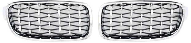 BMW 3 Series F30/F31 2012-2019 Grile rinichi Diamond Silver (rama crom) foto 2