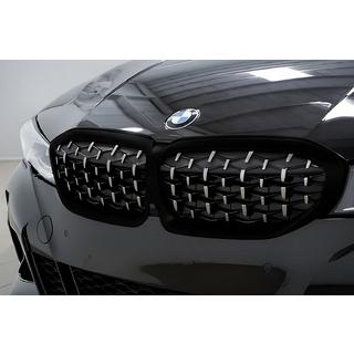 Grile rinichi Diamond Silver (2018-2022, rama neagra) BMW 3 Series G20/G21 2018- foto 1