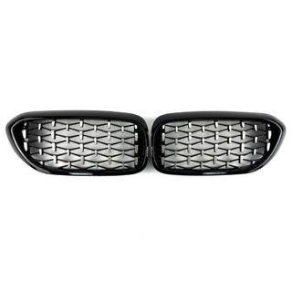 Grile Diamond Silver V1 (2017-2020, rama neagra) BMW Seria 5 G30/G31 2017–2023 foto 2