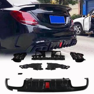 Difuzor bara spate cu tipsuri evacuare (pentru SD C43 AMG 2015-2021, Carbon) foto 1