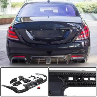Difuzor bara spate cu tipsuri evacuare (pentru S63/S65 AMG 2018-2021, Carbon) foto 1