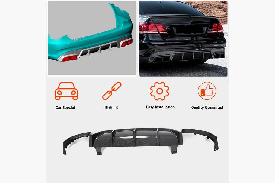 Mercedes E-class W212 2009-2016 Difuzor Bara Spate V2 pentru E63 AMG 2013-2016 Carbon Foto 2