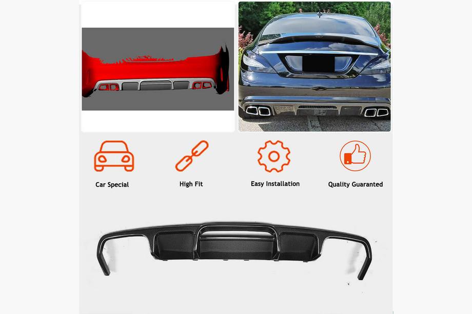 Mercedes CLS C218 2011-2018 Difuzor Bara Spate (pentru Base/CLS63 AMG 2015-2018, Carbon) Foto 5