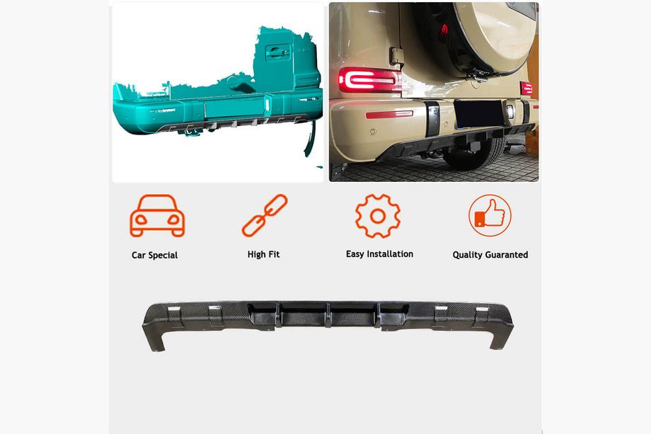 Mercedes G class W463 2018-2024 Difuzor Bara Spate V1 pentru G63 AMG, Carbon Foto 2