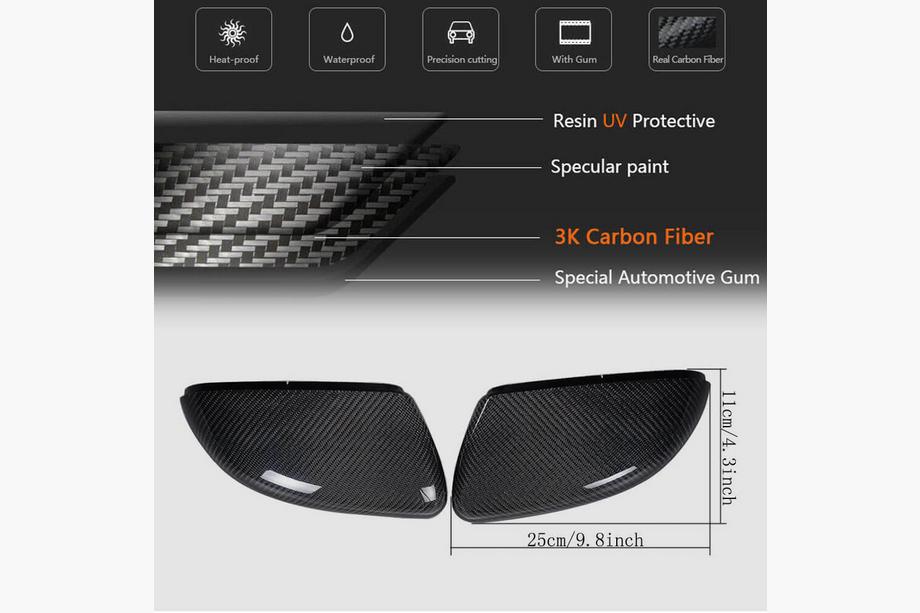 Volkswagen Golf 6 2008-2014 Capace Oglinzi V1 (pentru HB 2010-2013, Carbon) Foto 6