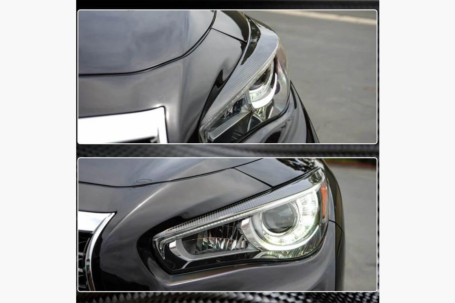 Infiniti Q50/Q60 2013-2024 Eyelids faruri (pentru Q50 2014-2017, Carbon) Foto 4