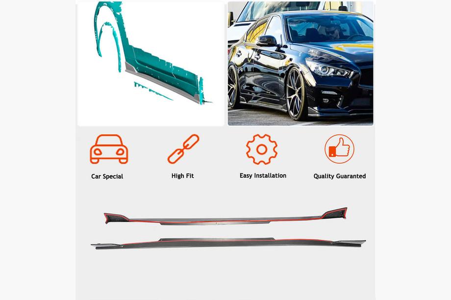 Infiniti Q50/Q60 2013-2024 Praguri Laterale V1 (pentru Q50, Carbon) Foto 3