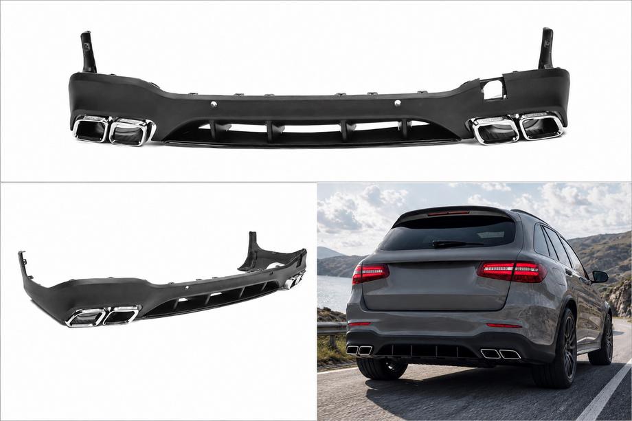 Mercedes GLC X253 2015-2022 Difuzor spate cu tipsuri Silver (Design AMG63) Foto 1