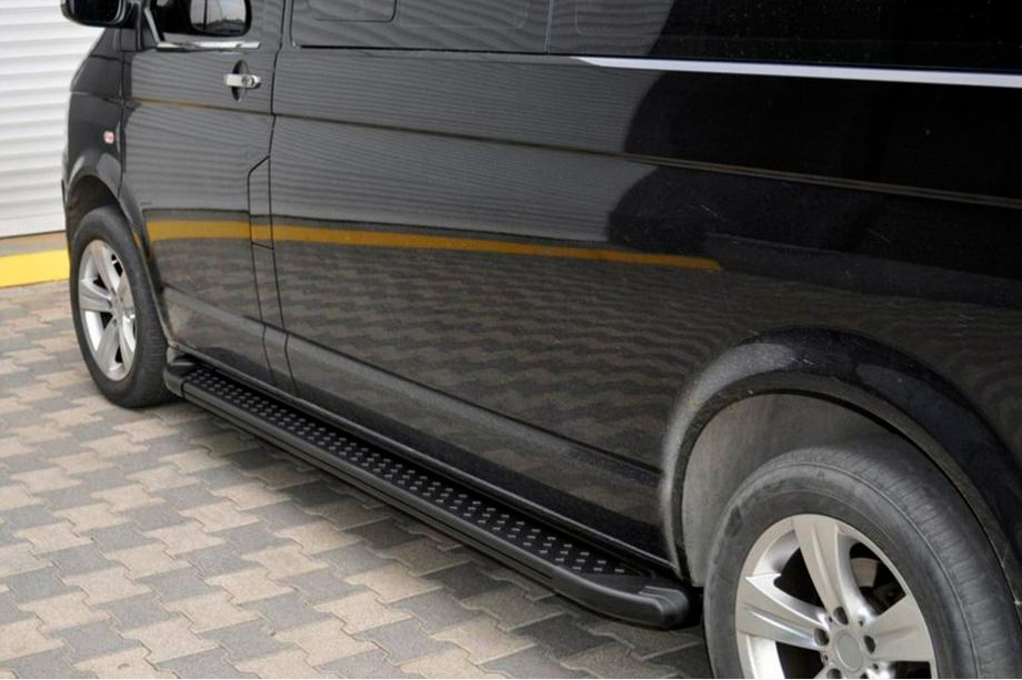 Volkswagen T5 2010-2015 Praguri laterale tip X5 negru (2 buc, aluminiu) Ampatament Scurt Foto 5