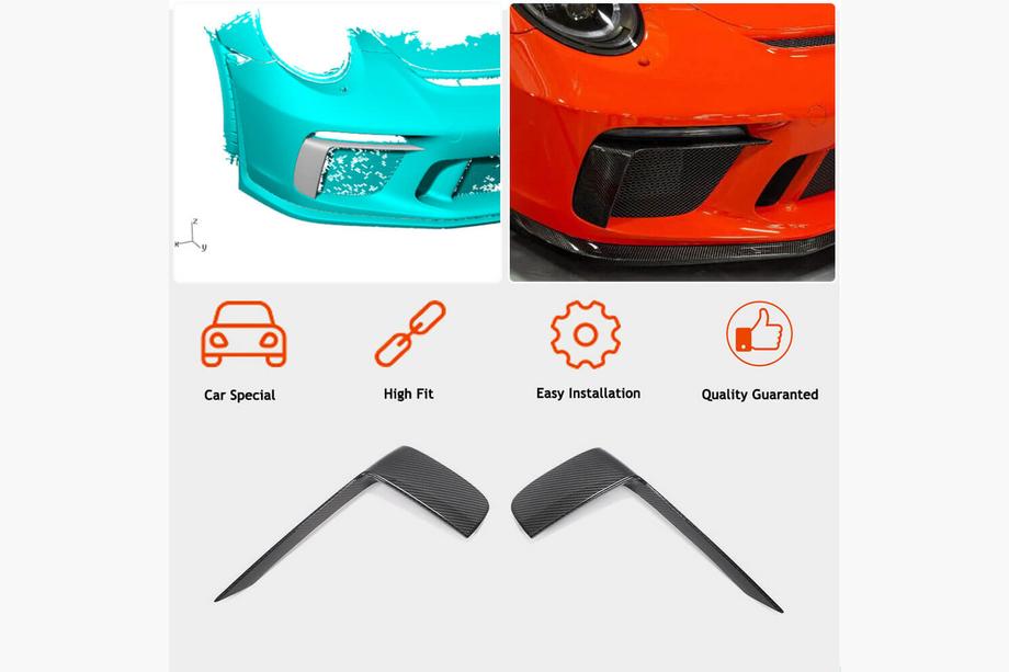 Porsche 911 (991) 2011–2019 Extensii Bara Fata V2 (pentru GT3 (RS) 2017-2019, Carbon) Foto 2