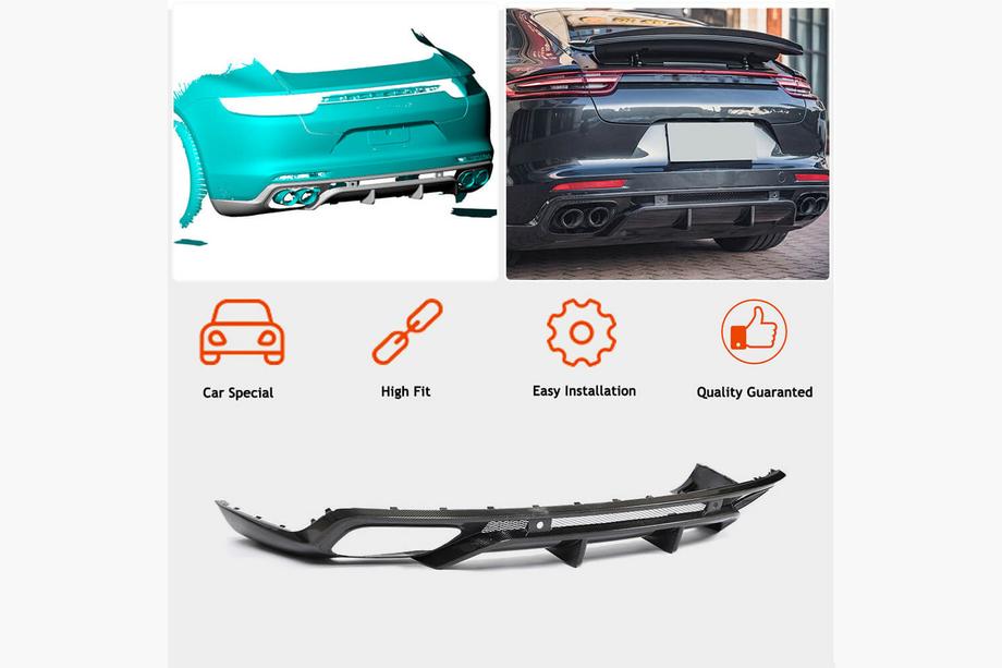 Porsche Panamera 2016-2023 Difuzor bara spate (2016-2020, Carbon) Foto 2
