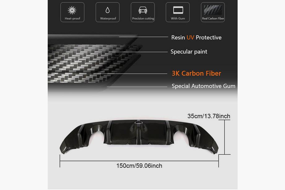 Ford Focus III 2011-2017 Difuzor Bara Spate (pentru RS 2015-2017, Carbon) Foto 5