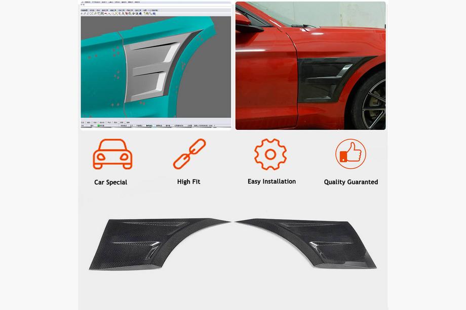 Ford Mustang 2015-2023 Capace aripi fata (Carbon) Foto 2