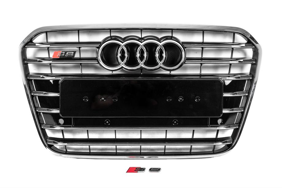 Audi A6 C7 2011-2017 Grila fata neagra cu rama cromata S-style (2011-2014) Image