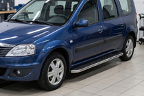 Renault Logan MCV 2005-2013 Praguri Laterale Maydos V1 (2 buc, Aluminiu si Otel Inoxidabil) foto 3