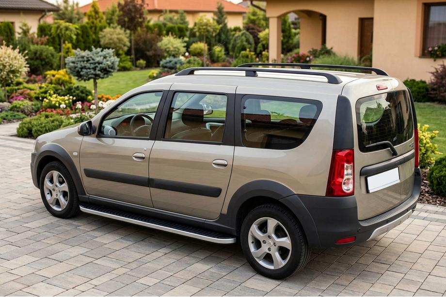 Renault Logan MCV 2005-2013 Praguri Laterale Tayga Grey (2 buc, Aluminiu) Image