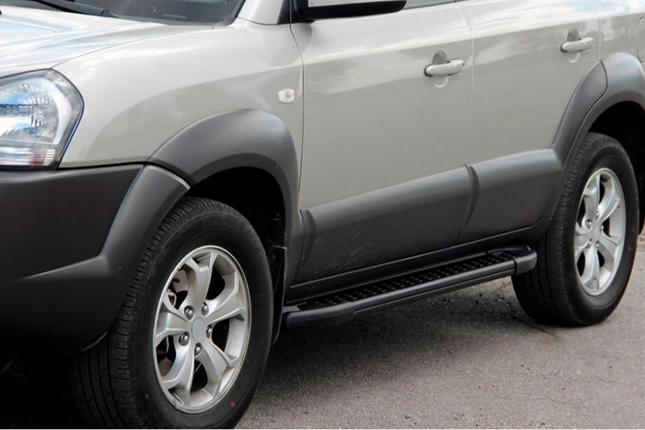 Hyundai Tucson JM 2004- Praguri Laterale Allmond Black (2 buc, Aluminiu) Image
