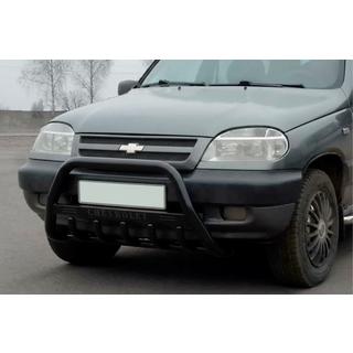 Bull Bar WT004 Negru (Otel Inoxidabil) Chevrolet Niva 1998-2020 foto 1