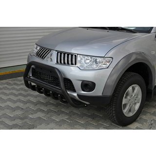 Protectie Fata WT003 Negru (Otel Inoxidabil) Mitsubishi Pajero Sport 2008-2015 foto 1