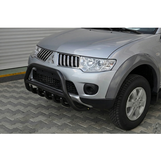 Protectie Fata WT003 Negru (Otel Inoxidabil) Mitsubishi Pajero Sport 2008-2015 foto 1