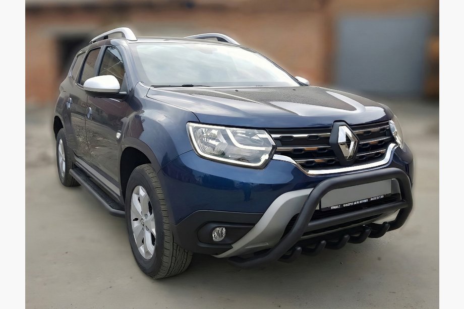 Renault Duster 2018-2024 Bullbar fara inscriptie WT003 Negru (inox) Image