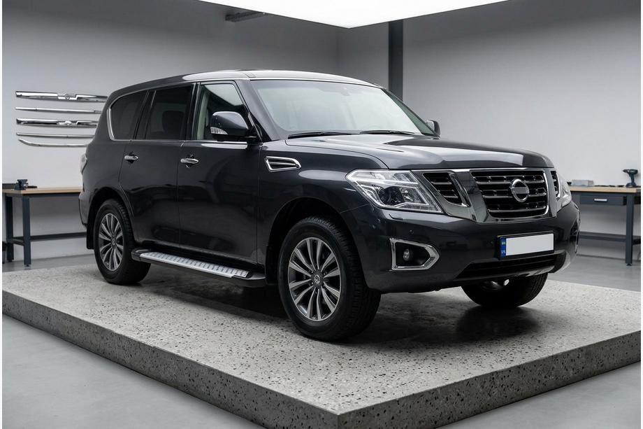 Nissan Patrol Y62 2010-2024 Praguri laterale Allmond Grey (2 buc, aluminiu) Foto 1