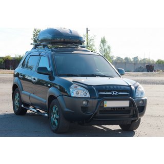 Bullbar WT025 Negru (Otel Inoxidabil) Hyundai Tucson JM 2004- foto 1