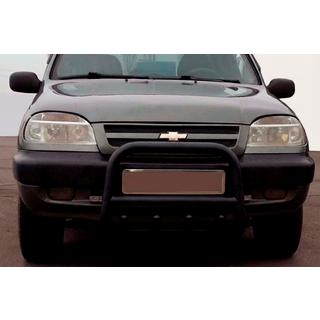Bullbar QT006 Negru (Otel Inoxidabil) Chevrolet Niva 1998-2020