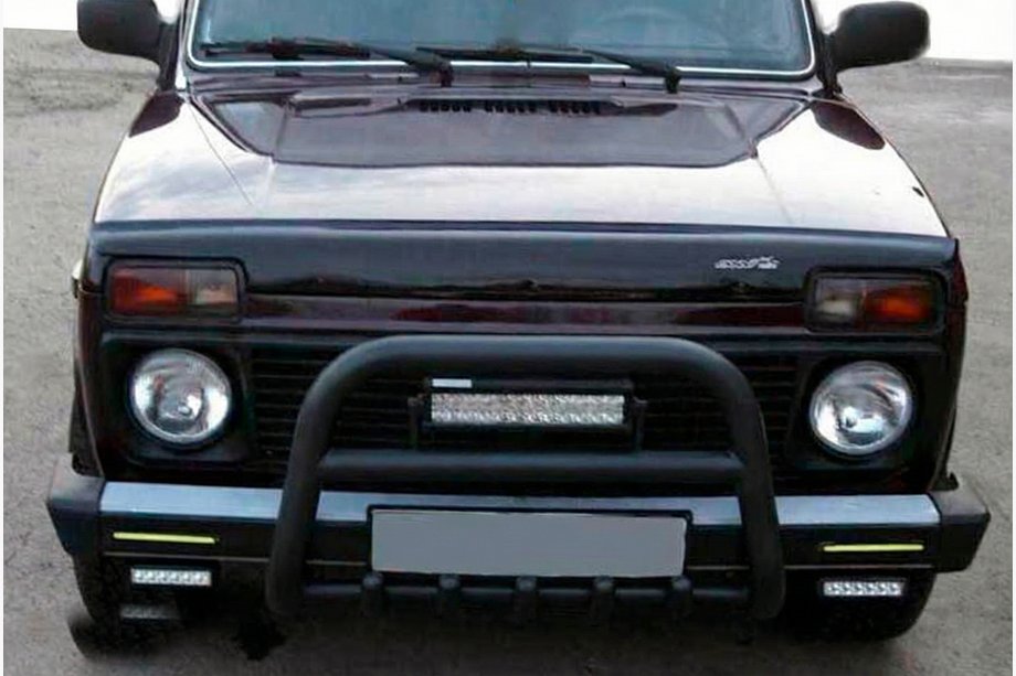 Lada Niva și Urban 1977- Bull Bar QT006 Negru (Otel Inoxidabil) Foto 3