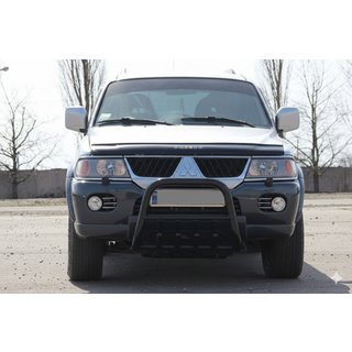 Bullbar QT006 Negru (Otel Inoxidabil) Mitsubishi Pajero Sport 1996-2007 foto 1