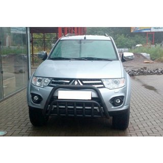 Protectie Fata WT002 Negru (Otel Inoxidabil) Mitsubishi Pajero Sport 2008-2015 foto 1