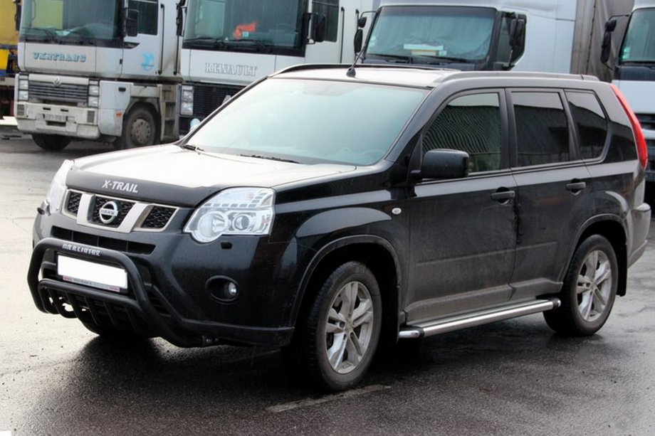 Nissan X-trail T31 2007-2014 Protectie Fata WT002 Negru (Otel Inoxidabil) Foto 3