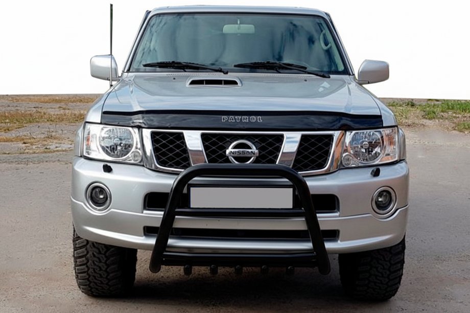 Nissan Patrol Y61 1997-2011 Bullbar QT007 Negru (Otel Inoxidabil) Foto 1