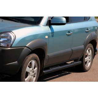 Bare Laterale BB002 Negru (2 buc, Otel Inoxidabil) Hyundai Tucson JM 2004- foto 1