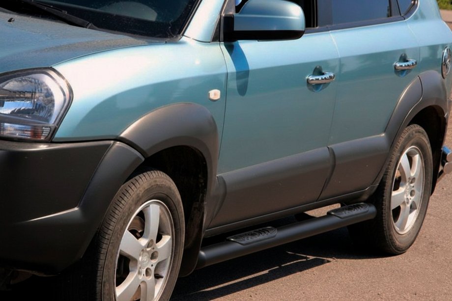 Hyundai Tucson JM 2004- Bare Laterale BB002 Negru (2 buc, Otel Inoxidabil) Image