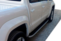 Volkswagen Amarok 2010-2022 Praguri Laterale Tayga Grey (2 buc, Aluminiu) foto 4