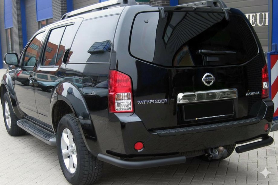 Nissan Pathfinder R51 2005-2014 Bara Spate AK003 Negru (Otel Inoxidabil) Foto 1